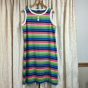 NWT Talbots Woman 1XL Colorful Multi-color Stripes Sleeveless Dress